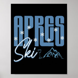 Affiche Après-ski plaisir d'hiver ski de montagne