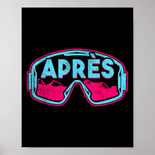 Affiche Après, Ski Snowboard Rétro Vintage 80s 90s Ski