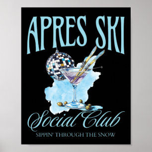 Affiche Apres Ski Social Club Boire Party Femmes hiver