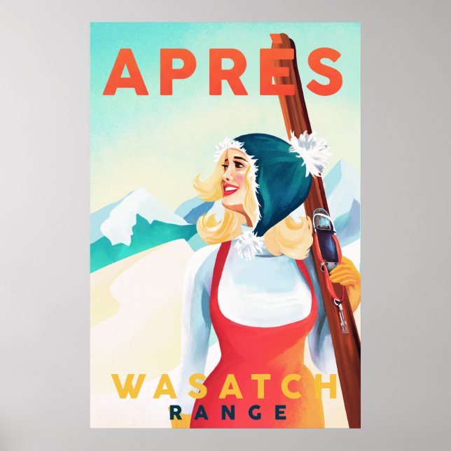 Affiche "Apres Ski Wasatch Range" Vintage Utah Ski Art (Devant)
