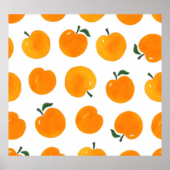 Affiche Apricots Aquarelle Blanc Arrière - plan Vintage (Devant)