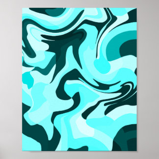 Affiche Aqua Abstrait et design Turquoise