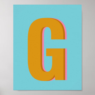 Affiche Aqua and Mustard Retro Typography Monogram Initial