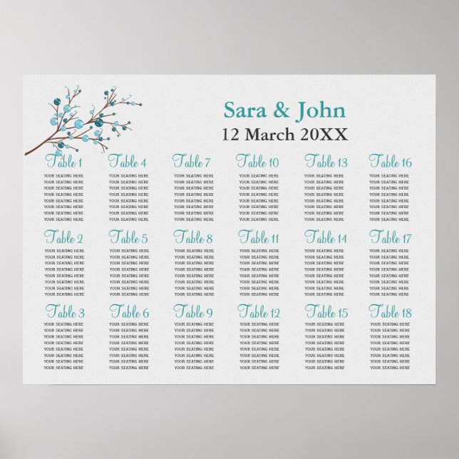 Affiche aqua berries mariage d'hiver Seigneurie (Devant)