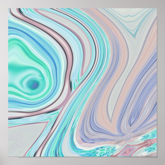 Affiche aqua bleu menthe vert lilas violet pastel arc-en-c (Devant)