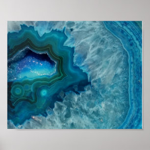 Affiche Aqua Blue Agate Crystal Geode Lumière nocturne
