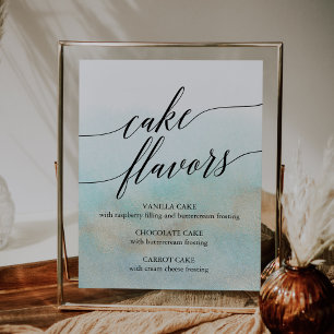Affiche Aqua Gold Aquarelle Plage Mariage Saveurs de gâtea