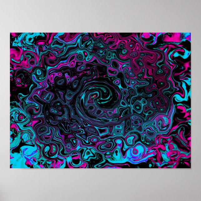 Affiche Aqua Magenta et Abstrait noir (Devant)