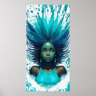 Affiche Aqua Marine Eau Turquoise Imaginaire Fille Africai