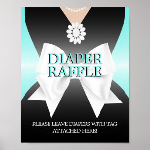 Affiche Aqua Turquoise Tiffany Baby shower Déchets Raffle