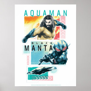 Affiche Aquaman   Aquaman moderniste et graphique noir de
