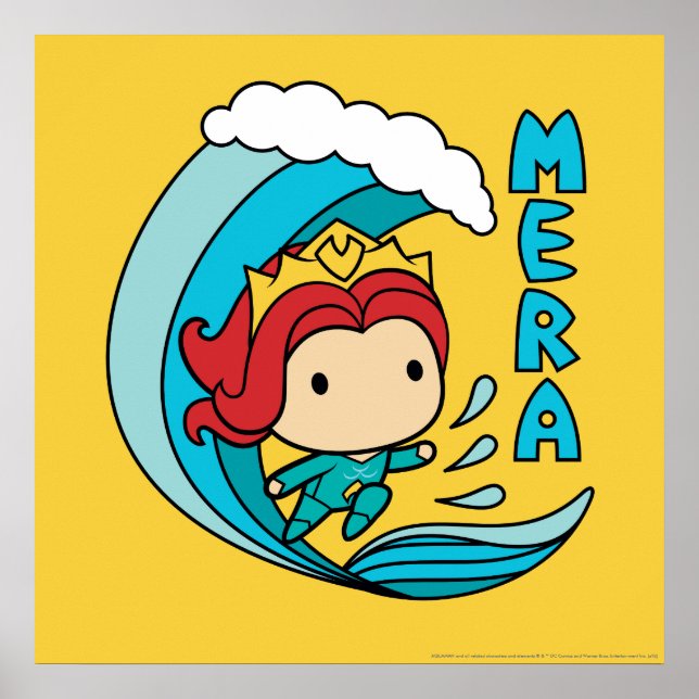 Affiche Aquaman | Chibi Mera Riding Vague Graphique (Devant)