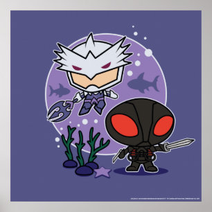 Affiche Aquaman   Chibi Orm & Black Manta Undersea Graphic