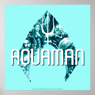 Affiche Aquaman   Orin, Mera, Orm & Manta Noir En Symbole