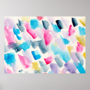 Affiche aquarelle à la main abstraite brosse traits retour