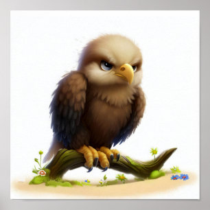 Affiche Aquarelle à rendu 3D Image d'un aigle à tête blanc