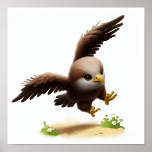 Affiche Aquarelle à rendu 3D Image d'un aigle à tête blanc