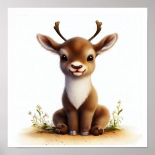 Affiche Aquarelle à rendu 3D Image d'un caribou