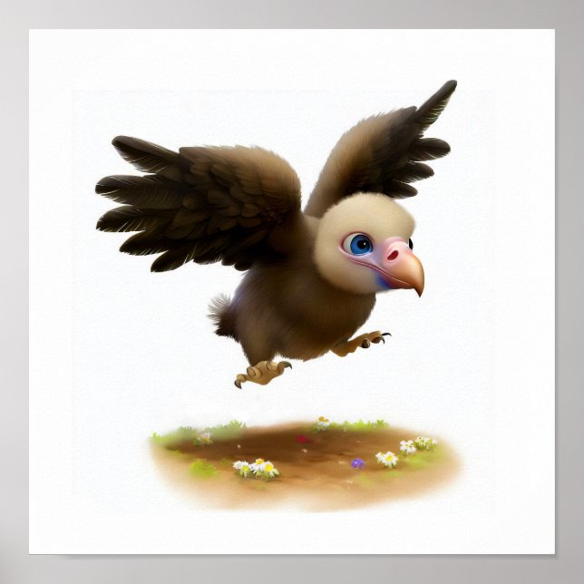 Affiche Aquarelle à rendu 3D Image d'un condor (Devant)