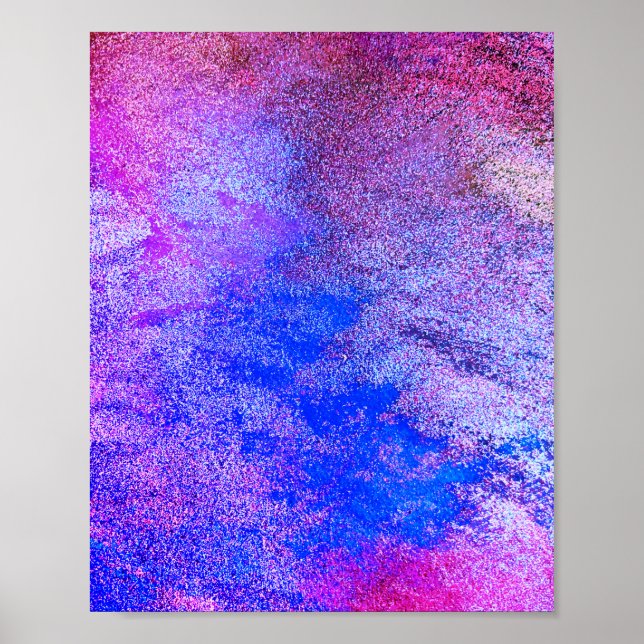 Affiche Aquarelle abstraite bleue Art Waves violet (Devant)