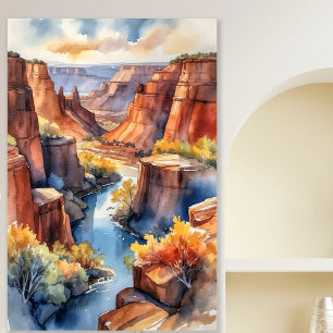 Affiche Aquarelle Abstraite Canyon peinture Cliff