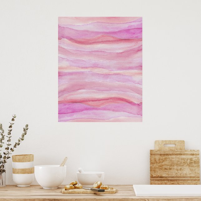 Affiche Aquarelle Abstraite Couches roses Agate Art (Cuisine)