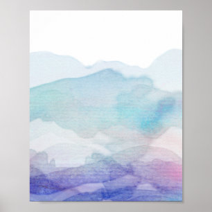 Affiche Aquarelle abstraite couleur bleu et violet