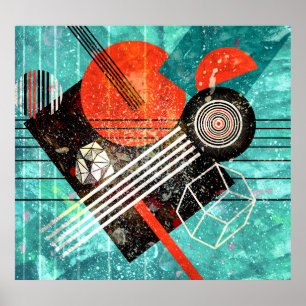 Affiche Aquarelle Abstraite, formes géométriques et coloré