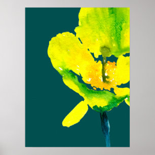 Affiche Aquarelle abstraite jaune lâche floral