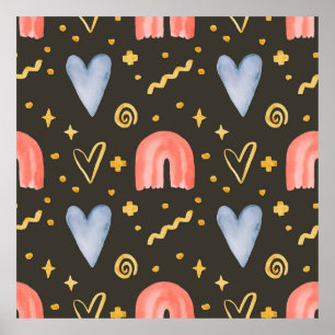 Affiche Aquarelle Abstraite motif transparent, feuille des