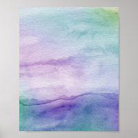 Aquarelle Abstraite Mystère II Bleu violet Art