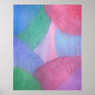 Affiche Aquarelle abstraite pastel avec des formes qui se