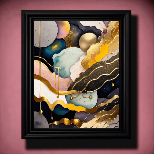 Affiche Aquarelle Abstraite peinture biologique Or 4:5 (Créateur téléchargé)