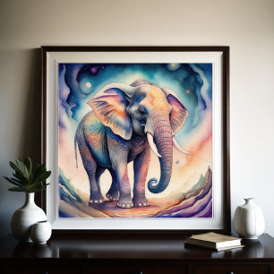 Affiche Aquarelle Abstraite Peinture de l'éléphant 1:1
