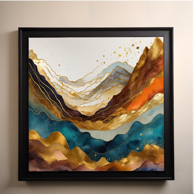 Affiche Aquarelle Abstraite peinture de paysage or 1:1 (Créateur téléchargé)