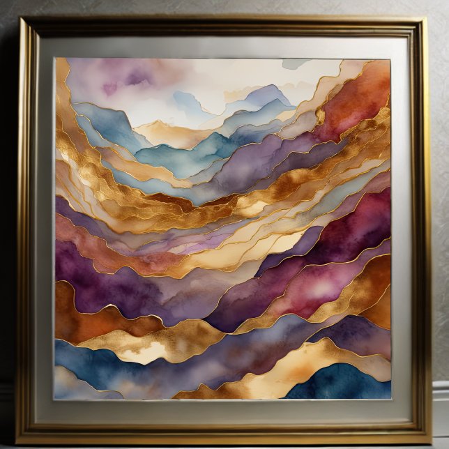 Affiche Aquarelle Abstraite peinture de paysage or 1:1 (Créateur téléchargé)