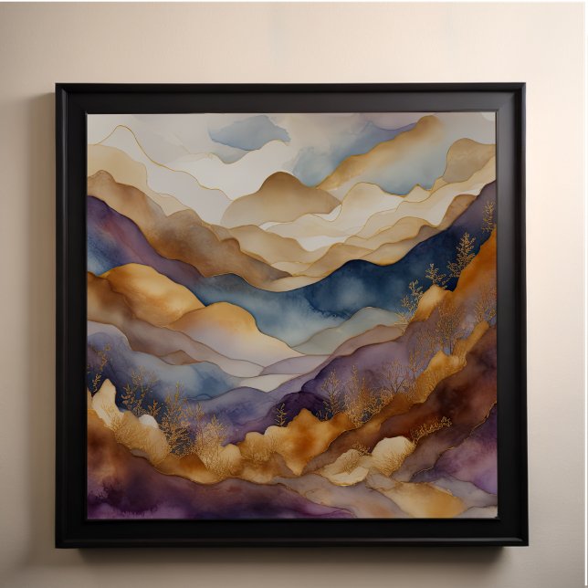 Affiche Aquarelle Abstraite peinture de paysage or 1:1 (Créateur téléchargé)