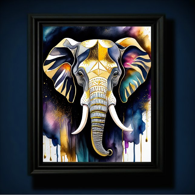 Affiche Aquarelle Abstraite Peinture d'un éléphant 5:4 (Créateur téléchargé)