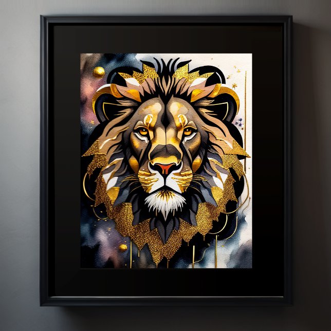 Affiche Aquarelle Abstraite Peinture d'un lion 5:4 (Créateur téléchargé)