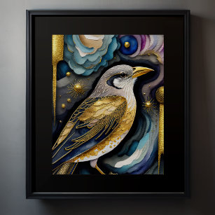 Affiche Aquarelle Abstraite Peinture d'un oiseau 5:4