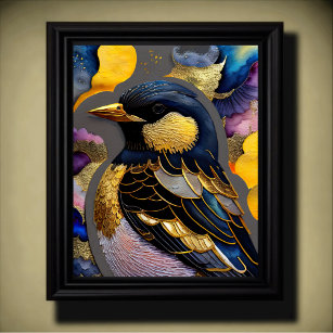 Affiche Aquarelle Abstraite Peinture d'un oiseau 5:4