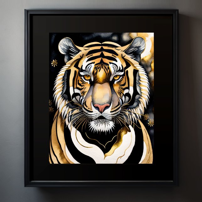 Affiche Aquarelle Abstraite Peinture d'un tigre 5:4 (Créateur téléchargé)