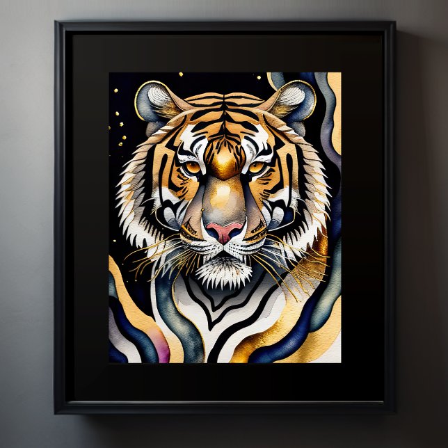 Affiche Aquarelle Abstraite Peinture d'un tigre 5:4 (Créateur téléchargé)