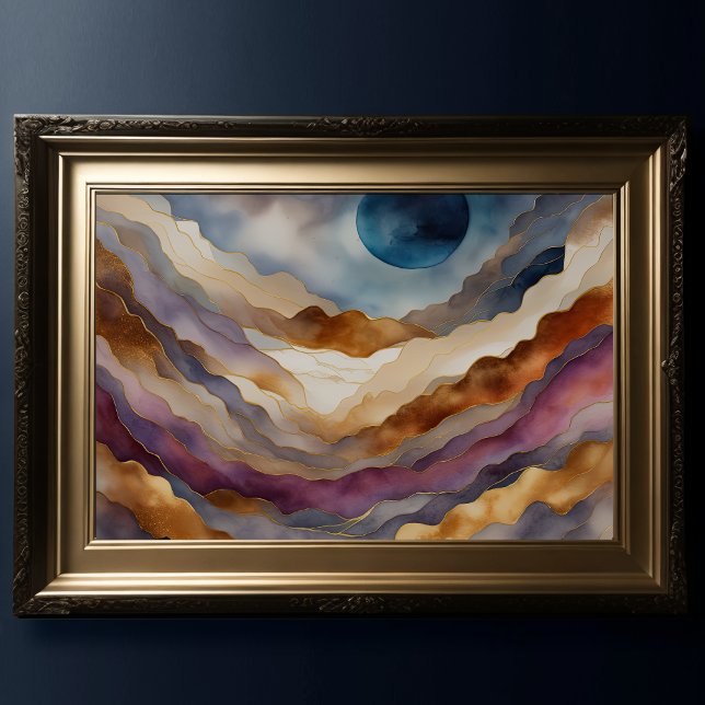 Affiche Aquarelle Abstraite Peinture Paysage Or 3:2 (Créateur téléchargé)