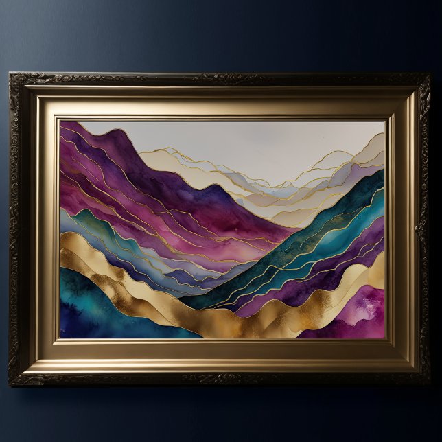 Affiche Aquarelle Abstraite Peinture Paysage Or 3:2 (Créateur téléchargé)