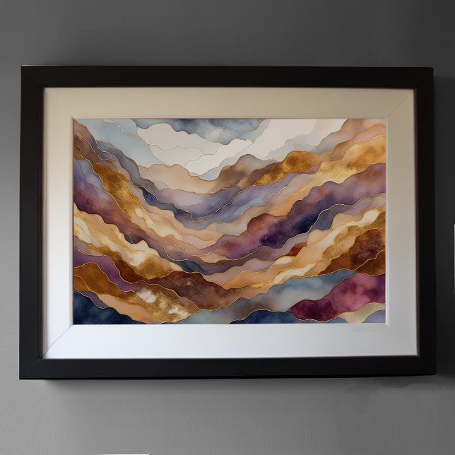 Affiche Aquarelle Abstraite Peinture Paysage Or 3:2 (Créateur téléchargé)