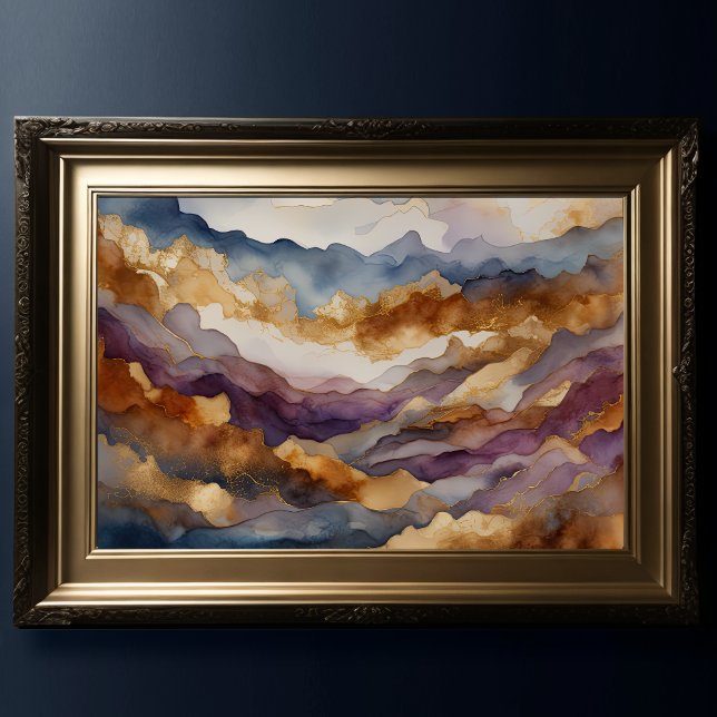Affiche Aquarelle Abstraite Peinture Paysage Or 3:2 (Créateur téléchargé)