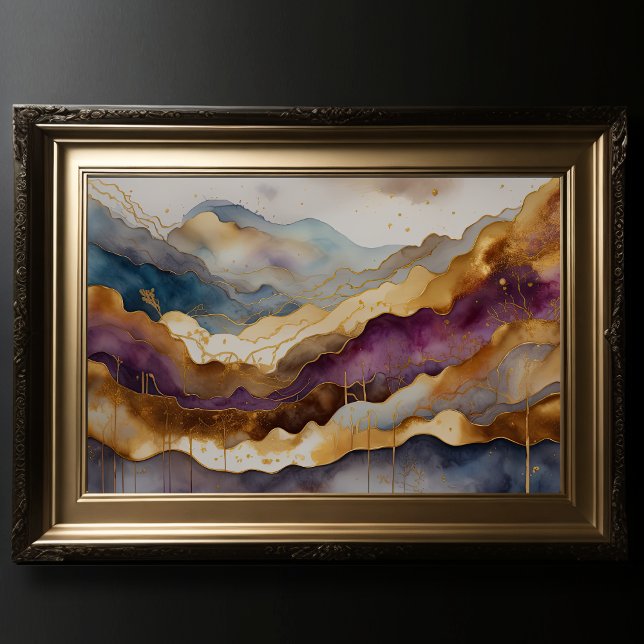Affiche Aquarelle Abstraite Peinture Paysage Or 3:2 (Créateur téléchargé)
