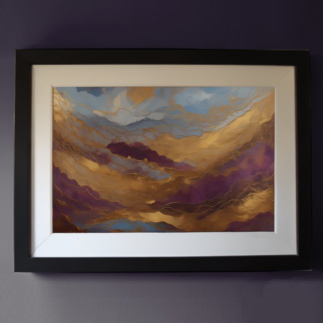 Affiche Aquarelle Abstraite Peinture Paysage Or 3:2 (Créateur téléchargé)