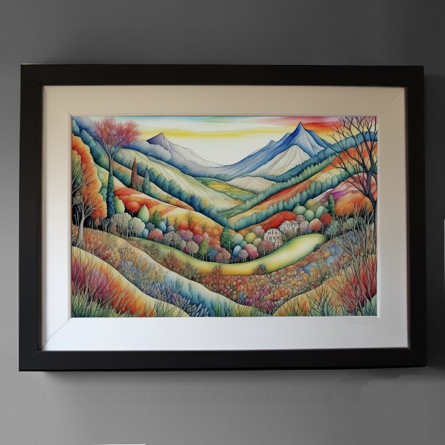 Affiche Aquarelle Abstraite Peinture Paysage Or 3:2 (Créateur téléchargé)